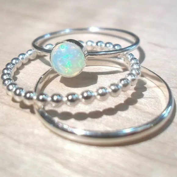 Brand New Opal 3pc Boho Ring Set